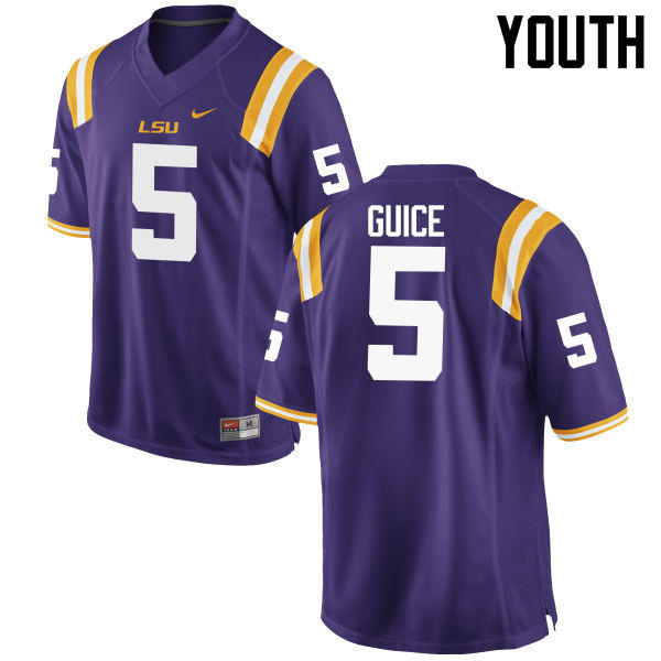 Youth LSU Tigers #5 Derrius Guice College Football Jerseys Game-Purple